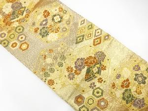 佐賀錦亀甲散らしに鼓・文箱模様織出し袋帯